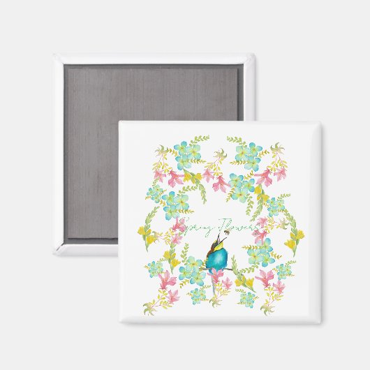 Frühlingsblumen Wasserfarbe Magnet (Vorderseite/Rückseite)