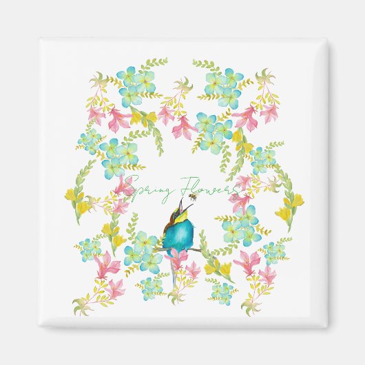 Frühlingsblumen Wasserfarbe Magnet (Vorne)