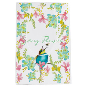Frühlingsblumen Wasserfarbe Mittlere Geschenktüte