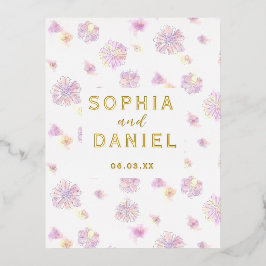 Frühlingsblumen Wasserfarbe Personalisiert Hochzei Folie Einladungspostkarte
