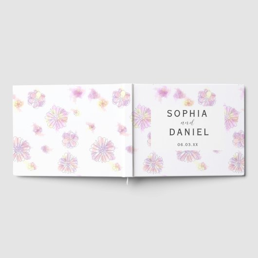 Frühlingsblumen Wasserfarbe Personalisiert Hochzei Gästebuch (Voll)
