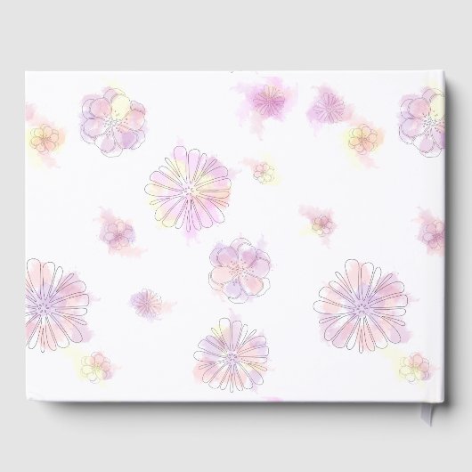 Frühlingsblumen Wasserfarbe Personalisiert Hochzei Gästebuch (Rückseite)
