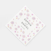 Frühlingsblumen Wasserfarbe Personalisiert Hochzei Serviette (Ecke)