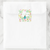 Frühlingsblumen Wasserfarbe Quadratischer Aufkleber (Tasche)