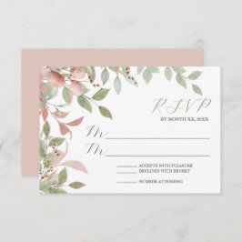 Frühlingsblumen Wasserfarbe Rosa Hochzeit RSVP Karte
