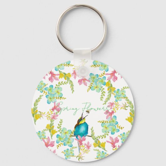 Frühlingsblumen Wasserfarbe Schlüsselanhänger (Vorderseite)