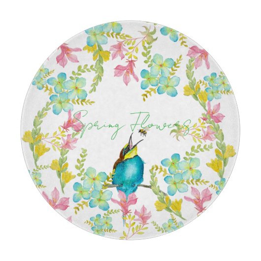 Frühlingsblumen Wasserfarbe Schneidebrett (Vorderseite)