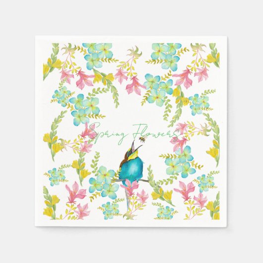 Frühlingsblumen Wasserfarbe Serviette (Vorderseite)