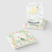 Frühlingsblumen Wasserfarbe Steinuntersetzer (Seitenansicht)