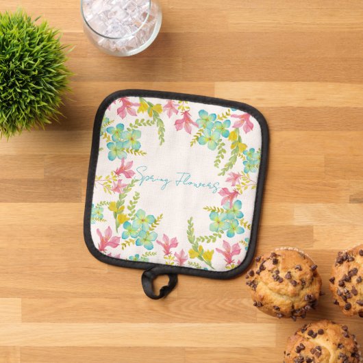 Frühlingsblumen Wasserfarbe Topflappen (Oben Unten)