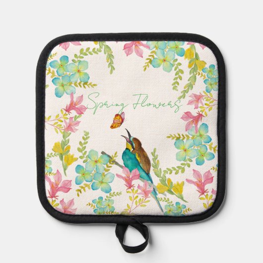 Frühlingsblumen Wasserfarbe Topflappen (Vorderseite)