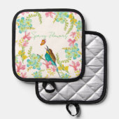 Frühlingsblumen Wasserfarbe Topflappen (Vorderseite/Rückseite)