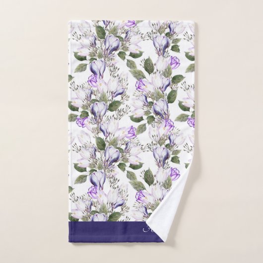 Frühlingsblumen Wasserfarbe Tulip Crocus Badhandtuch Set (Handtuch)