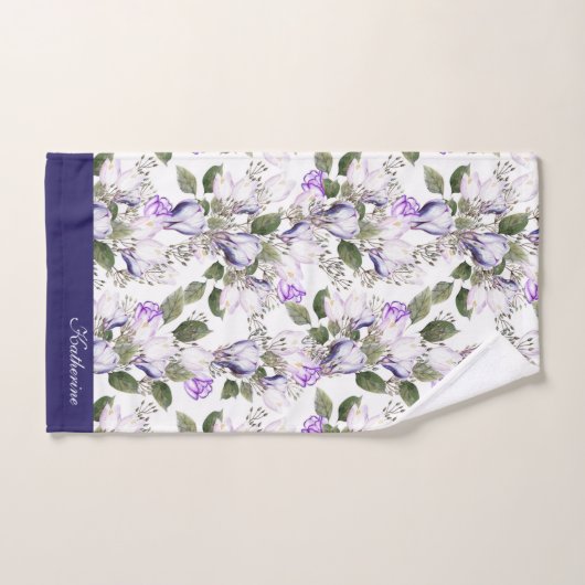 Frühlingsblumen Wasserfarbe Tulip Crocus Badhandtuch Set (Handtuch)