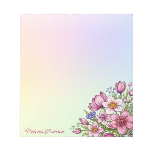 Frühlingsblumen Wasserfarbene Pastell Gradient Notizblock