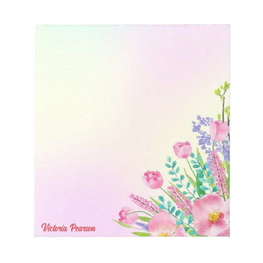 Frühlingsblumen Wasserfarbene Pastell Gradient Notizblock (Vorderseite)