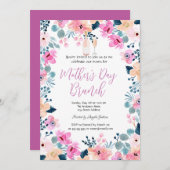 Frühlingsblumen Wein Muttertag Brunch Einladung (Vorne/Hinten)