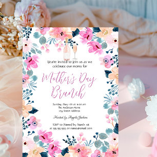 Frühlingsblumen Wein Muttertagsbrunch Einladung