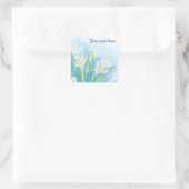 Frühlingsblumen (weißer Krokus) Quadratischer Aufkleber (Tasche)