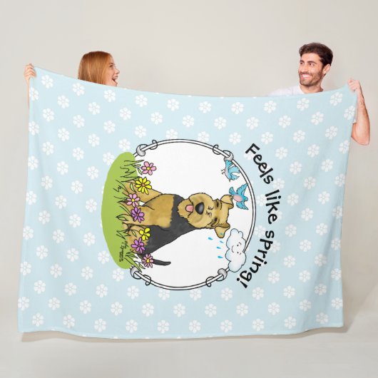 Frühlingsblumen Welsh Terrier Hund mit Blume Niedl Fleecedecke (Beispiel)