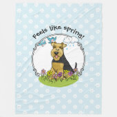 Frühlingsblumen Welsh Terrier Hund mit Blume Niedl Fleecedecke (Vorderseite)