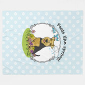 Frühlingsblumen Welsh Terrier Hund mit Blume Niedl Fleecedecke (Vorderseite (Horizontal))