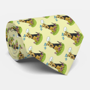 Frühlingsblumen Welsh Terrier Hund mit Blume Niedl Krawatte