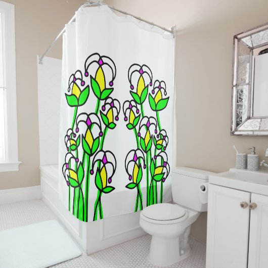 Frühlingsblumen Whimsical 41 Duschvorhang (Beispiel)