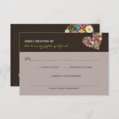 Frühlingsblumen Whimsical Heart Wedding RSVP (Vorne/Hinten)
