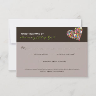 Frühlingsblumen Whimsical Heart Wedding RSVP Karte
