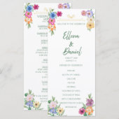Frühlingsblumen-Wildblumen-Hochzeitsprogramm Programm (Vorne/Hinten)