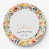 Frühlingsblumen Willkommen Baby Shower Pappteller (Vorderseite)