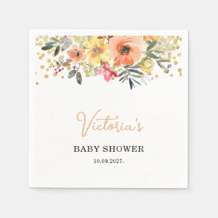 Frühlingsblumen Willkommen Baby Shower Serviette