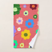 Frühlingsblumen Y2K Retro Muster Badhandtuch Set (Handtuch)