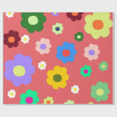 Frühlingsblumen Y2K Retro Muster Geschenkpapier (Flach)