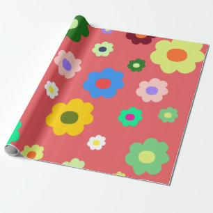 Frühlingsblumen Y2K Retro Muster Geschenkpapier