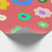 Frühlingsblumen Y2K Retro Muster Geschenkpapier (Ecke)