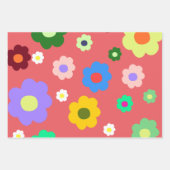 Frühlingsblumen Y2K Retro Muster Geschenkpapier Set (Vorderseite 2)