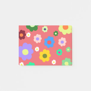 Frühlingsblumen Y2K Retro Muster Post-it Klebezettel