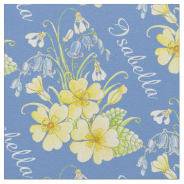 Frühlingsblumen, zeichnend und gelb-blau stoff