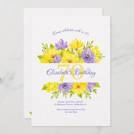 Frühlingsblumen zum Geburtstag Einladung (Vorne/Hinten)