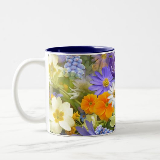 Frühlingsblumen Zweifarbige Tasse (Links)