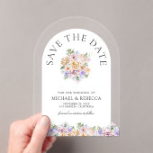 Frühlingsblumenarschenhochzeit rettet das Datum Acryleinladungen (Insitu (Handheld))