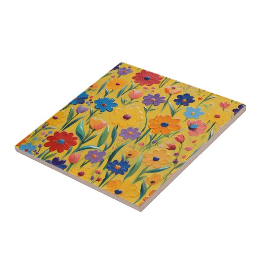 Frühlingsblumendesign Fliese (Seite)
