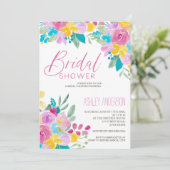 Frühlingsblumenfarbe cooles Brautparty Einladung (Stehend Vorderseite)