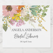 Frühlingsblumengarten Brautparty Papier Untersetze Alkoholflaschenetikett (Einzelnes Label)