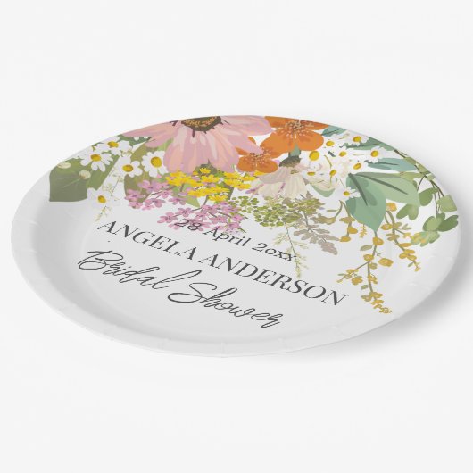 Frühlingsblumengarten Brautparty Papier Untersetze Pappteller (Schrägansicht)