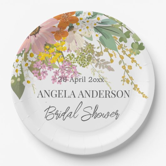 Frühlingsblumengarten Brautparty Papier Untersetze Pappteller (Vorderseite)