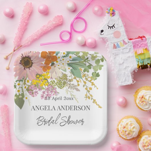 Frühlingsblumengarten Brautparty Papier Untersetze Pappteller (Party)