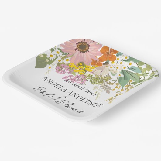 Frühlingsblumengarten Brautparty Papier Untersetze Pappteller (Gewinkelt)